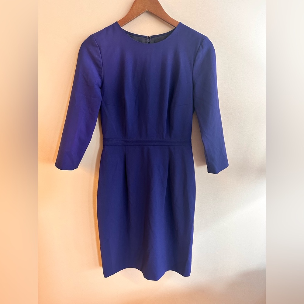 J.Crew Sapphire Blue Sheath Dress | Women’s 0 | Tailored 3/4 Sleeve Work Dress